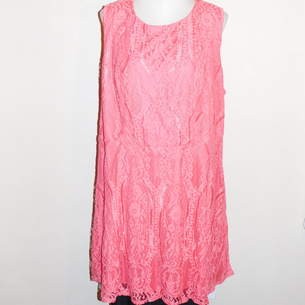 24 24W Maurices Coral Lace Sleeveless Dress NWOT